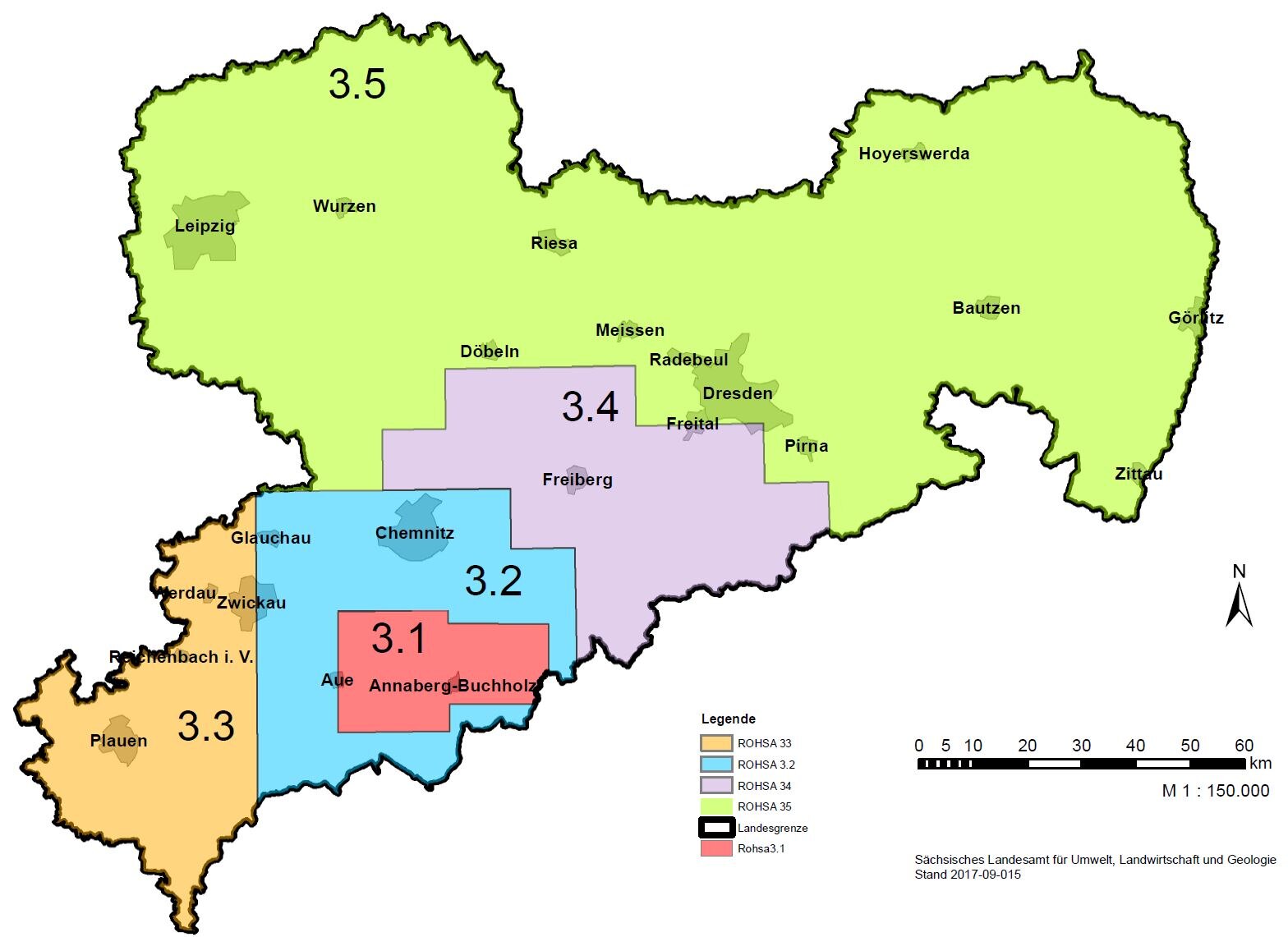 Gebietsübersicht der Teilprojekte von ROHSA 3